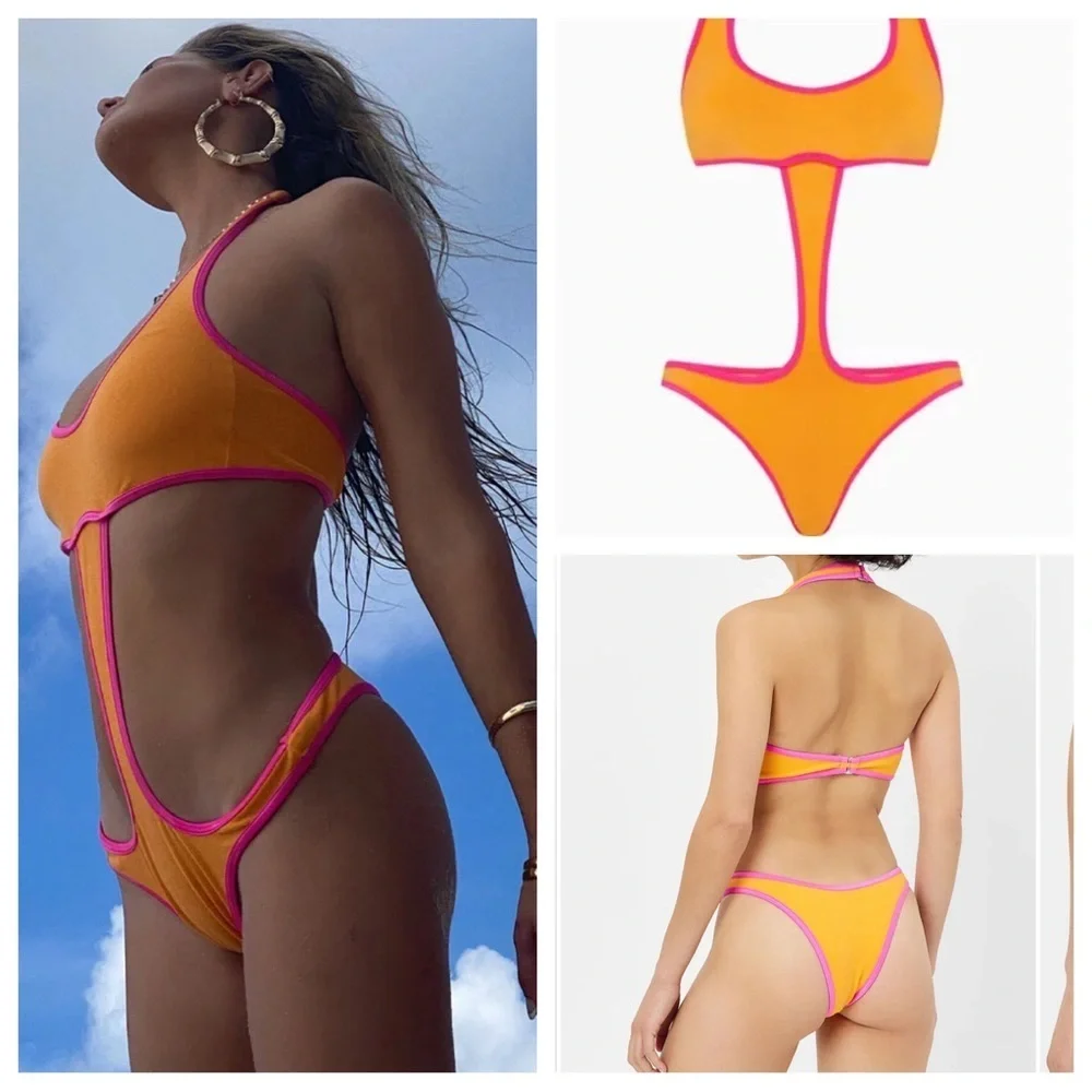 New! Frankie’s bikinis Hayes Terry Monokini One Piece Swimsuit 24115